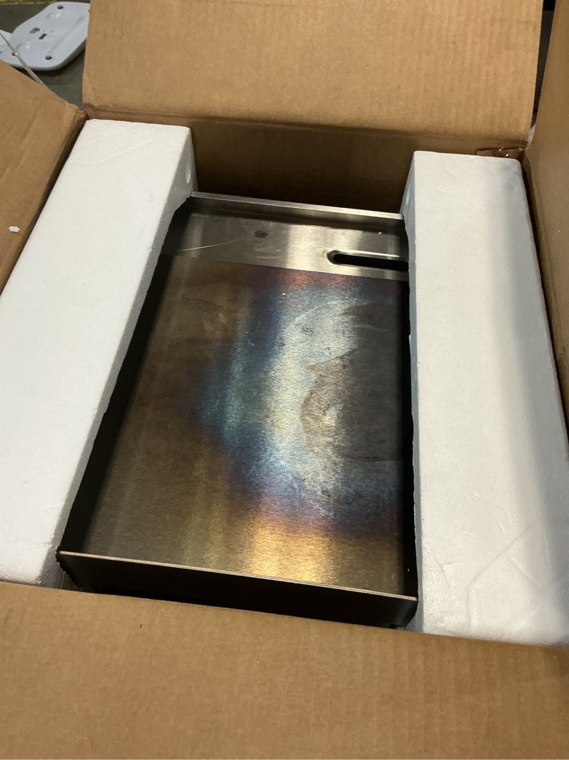 Condition photo showing As Is for VEVOR Commercial Electric Griddle, 13.98 x 11.81 inch, 1750W, 122-570°F Adjustable Temp Control, Stainless Steel Countertop Flat Top Grill with 2 Spatulas and 2 Brushes, for Steak, Pancake, Squid 14" 1750W