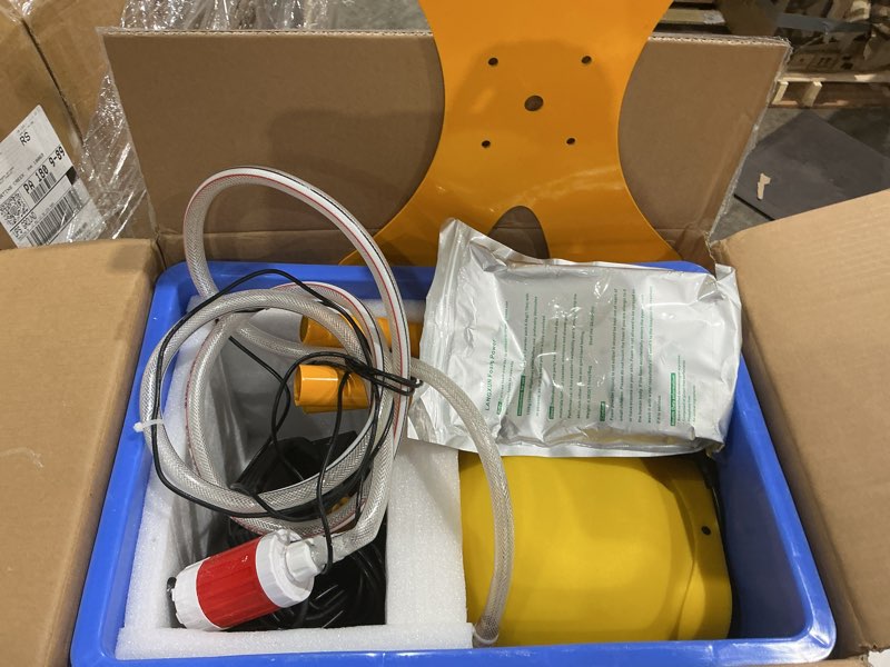 Condition photo showing As Is for langxun 800w foam machine for summer water toys - foam maker cannon with 2 foam particle bags and water tank, for birthdays party, backyard summer pool parties commercial events yellow foam flow machine