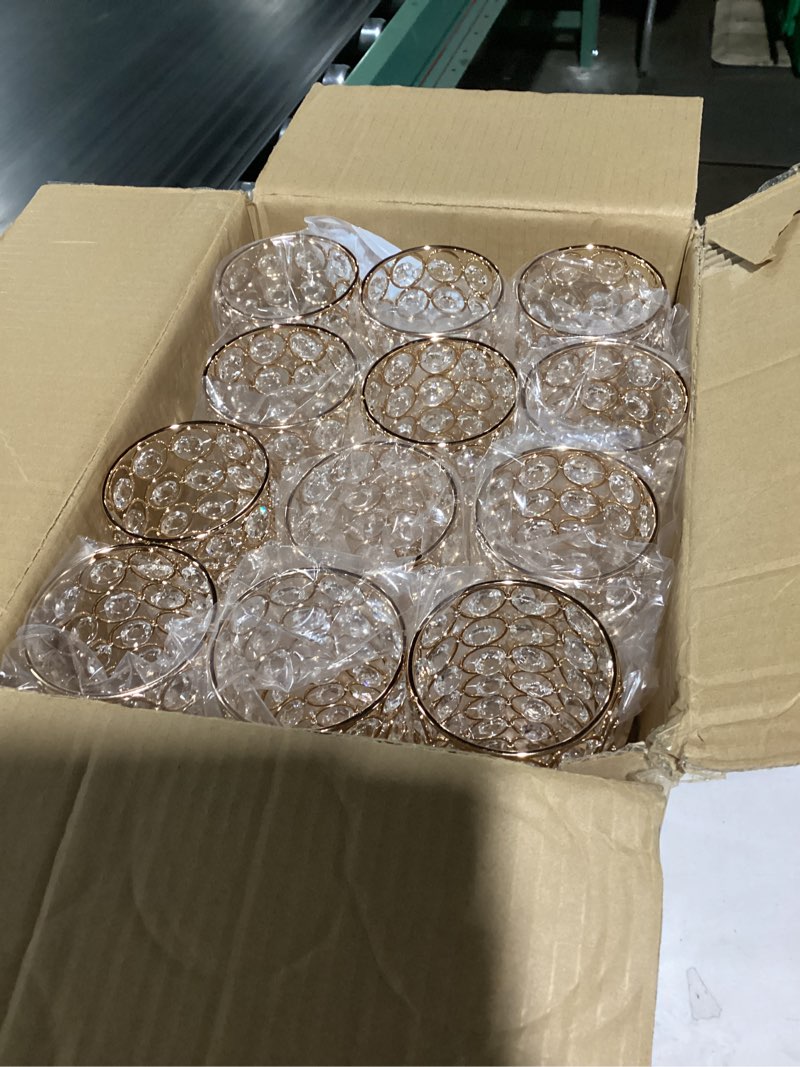 Condition photo showing Good Condition for Elegant Crystal Column Vase/Pillar Candle Holder Set, Wedding/Parties Table Centerpieces, Cylinder Flower Display for Weddings & Home Decor (12, Gold) 12 Gold