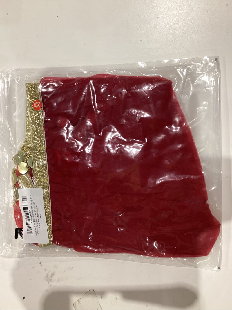 Condition photo showing item condition for Avidlove Cosplay Lingerie for Women 3 Piece Sexy Roleplay Costumes Off Shoulder Mesh Top with Skirt Red Medium
