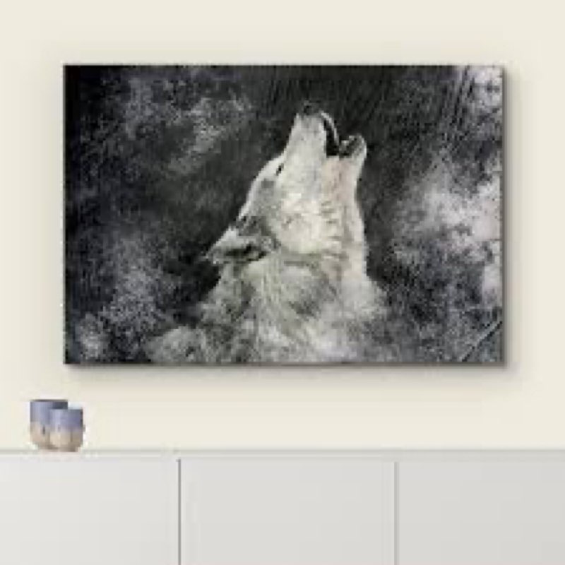 \" Howling Wolf On Grunge Black Animals Wildlife \" on Canvas 24 x 36 