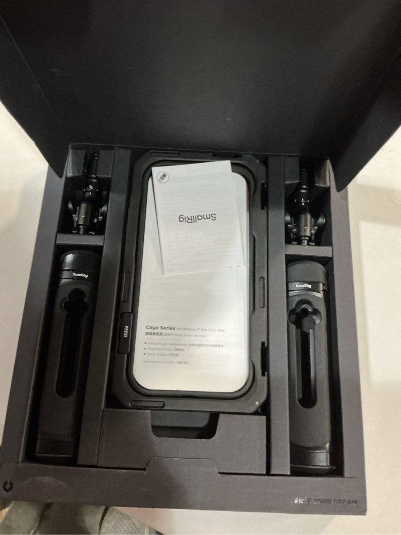 Condition photo showing New/Like New for smallrig phone video cage dual handheld kit for iphone 17 pro, phone rig with wireless quick release side handle, 17mm t-mount & lens backplate for video recording/youtube/live streaming/vlog - 5540