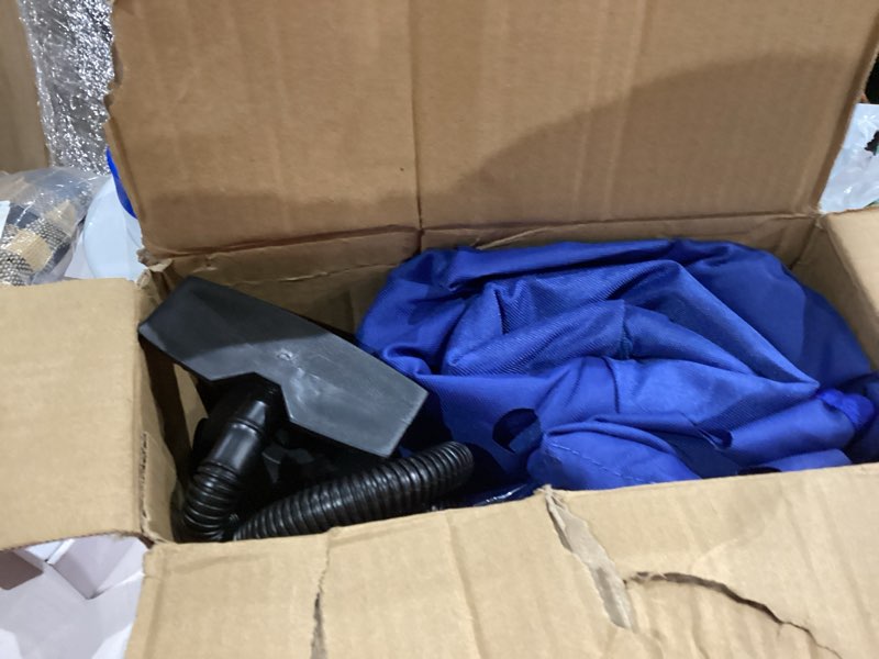 Condition photo showing As Is for inflatable dock platform, lagre dog boat ramp floating non-slip oxford and pvc with medium water ramp for dogs pool, dock, lake with traction rope, manual air pump (3.2ft x 2.2ft x 4in) m04