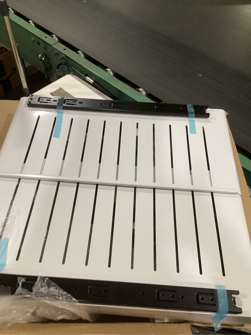Condition photo showing New/Like New for expandable cabinet organizer - quiet sliding pull out shelves 12.6"-20.5" for kitchen (white)