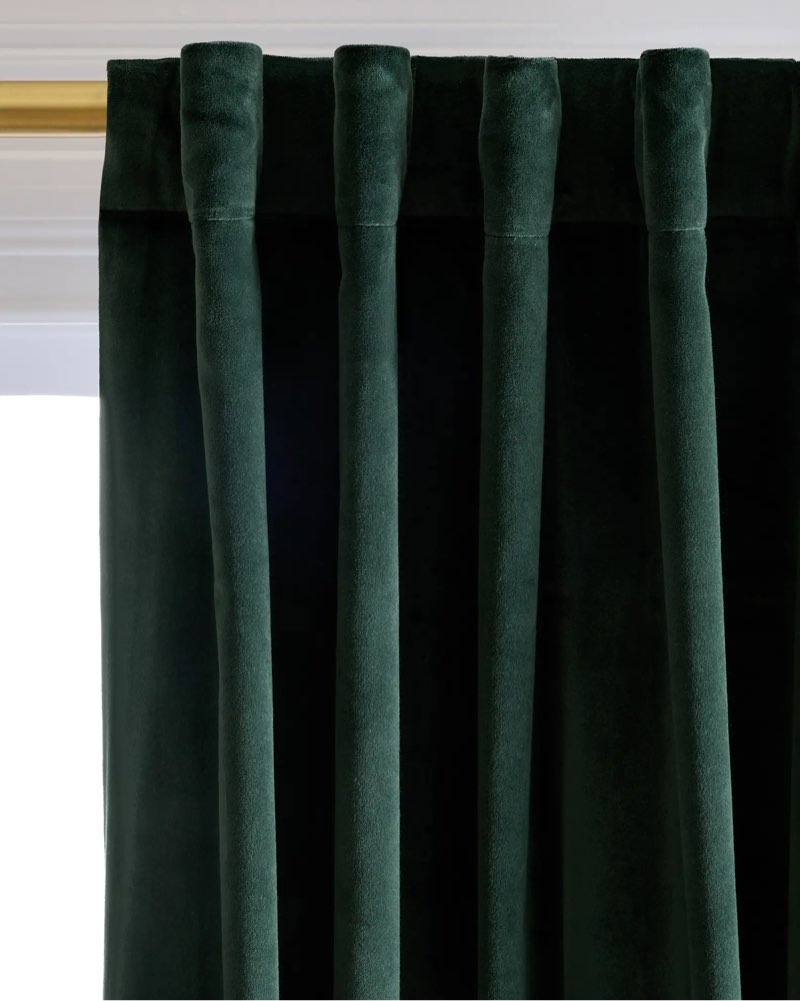 cotton velvet room darkening curtain green 48” x 96”