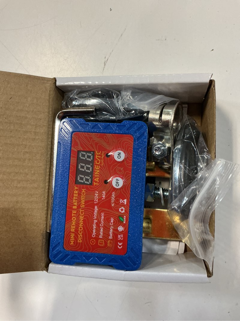 Condition photo showing Good Condition for battery kill switch for car - remote battery disconnect switch 12v/24v 140a with led voltage display | anti-theft & battery drain protection | compact design for vehicles battery up to 100ah blue s(3.45*2.17*1.54)