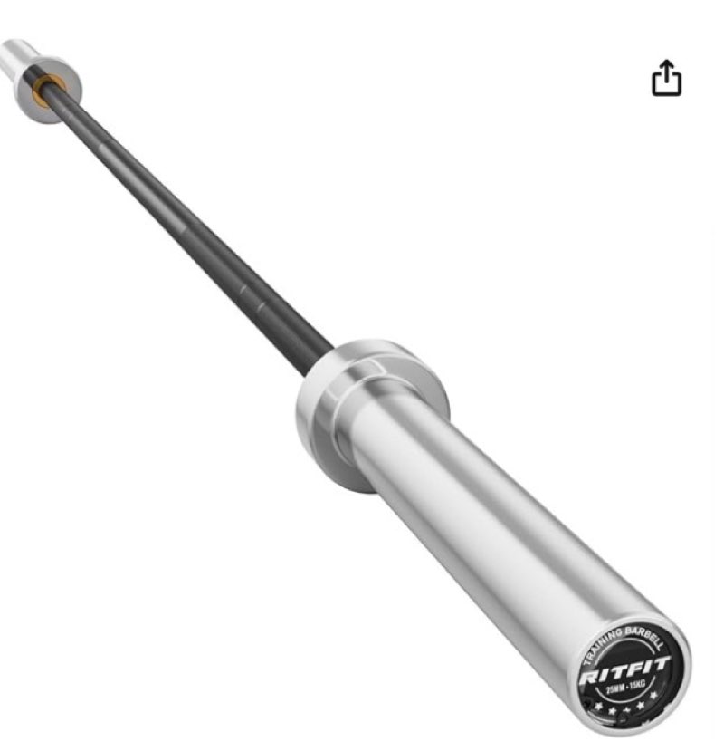 RITFIT 7FT Olympic Barbell for Strength and Weightlifting Training - 2 Inch Olympic Bar for Squat, Deadlift, Bench Press, Curl, Overhead Press - 500lbs/1000lbs/1500lbs Capacity Black 6.6FT 900LBS 15KG