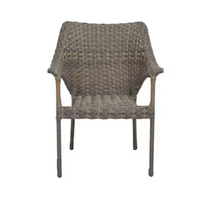    style selections lola wicker stackable black steel frame stationary conversation chair