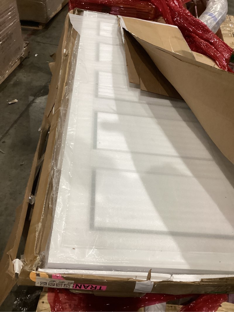 Condition photo showing Good Condition for 30"x 80" interior door, 5-lite frosted glass door slab, solid core with mdf panel, for pantry laundry closet room bathroom, white primed without frame and hardware kit 30 in x 80 in 5-lite glass door
