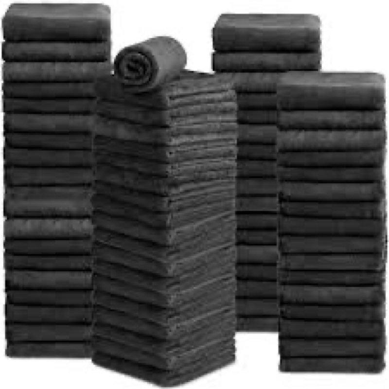 Newwiee 72 Pack Bleach Proof Towels Bulk for Salon Hair Microfiber Towels 18 x 30 Inch Dry Lint Free Hair Drying Salon Towel Hand Towels for Hair, Gym, Bath, Spa, Shaving, Barber (Black)