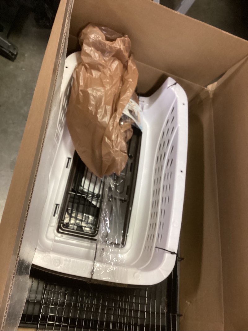 Condition photo showing As Is for Petmate 2 Door Top Load Pet Kennel (19 inches), Pink & Black