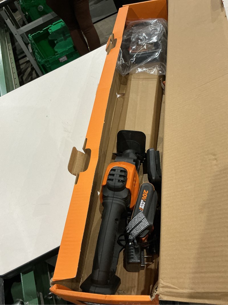 Condition photo showing As Is for worx 22" cordless hedge trimmer, electric hedge trimmer with dual-action blades, lightweight bush trimmer with 5.5 lbs, battery & charger included, wg261 22" 20v hedge trimmer w/(1)2.0ah battery