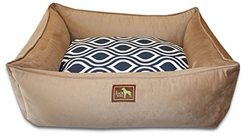 Luca For Dogs Lounge Dog Bed w/Easy-Wash Cover, X-Large 44\\\"x34\\\"x12\\\", Camel-Flicker Indigo