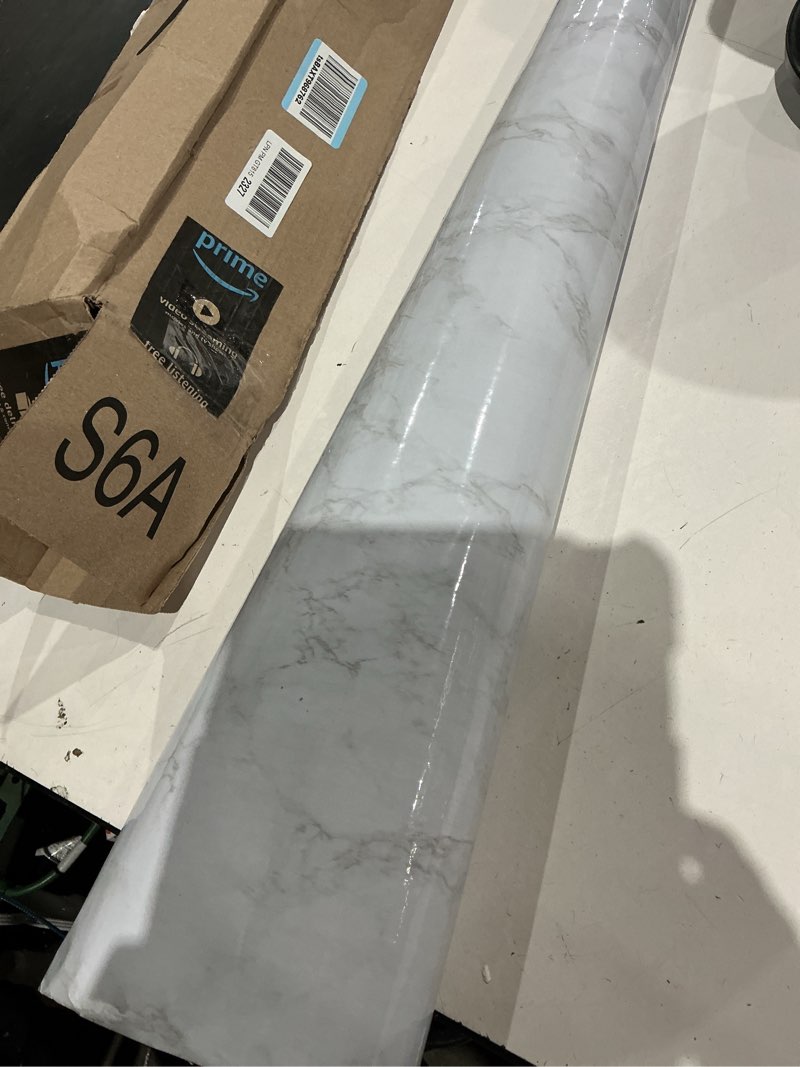 Condition photo showing As Is for royalwallskins marble interior paper self adhesi faux marble paper granite look wallpaper for counter top kitchen cabinet furniture (beige gray)
