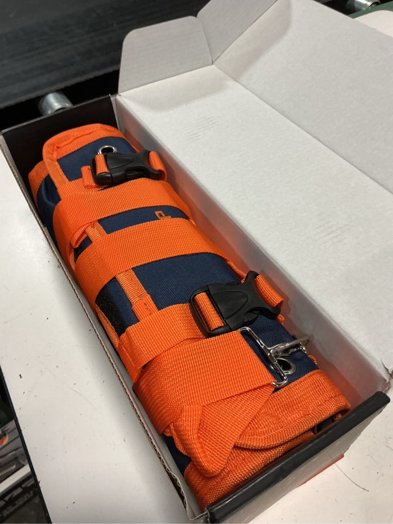 Condition photo showing Good Condition for tool roll bag heavy duty tool bag gifts for men dad mechanic, blue orange | waterproof roll up tool bag, portable foldable tool bag with 2 detachable pouches & multiple pockets, mechanic welding gifts