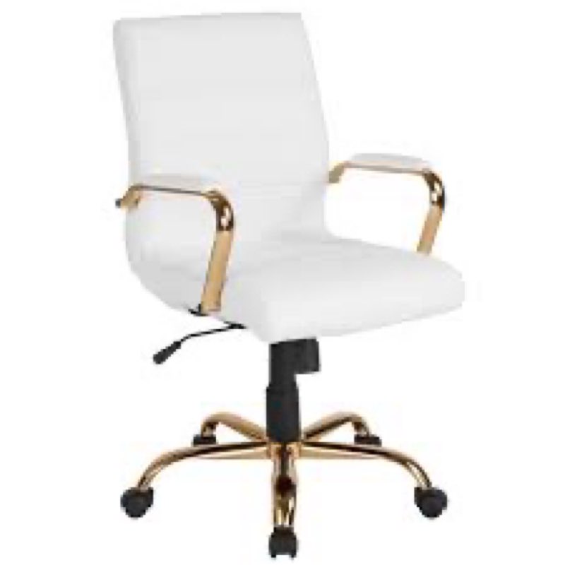 flash furniture whitney mid-back swivel leathersoft desk chair with padded seat and armrests, adjust
