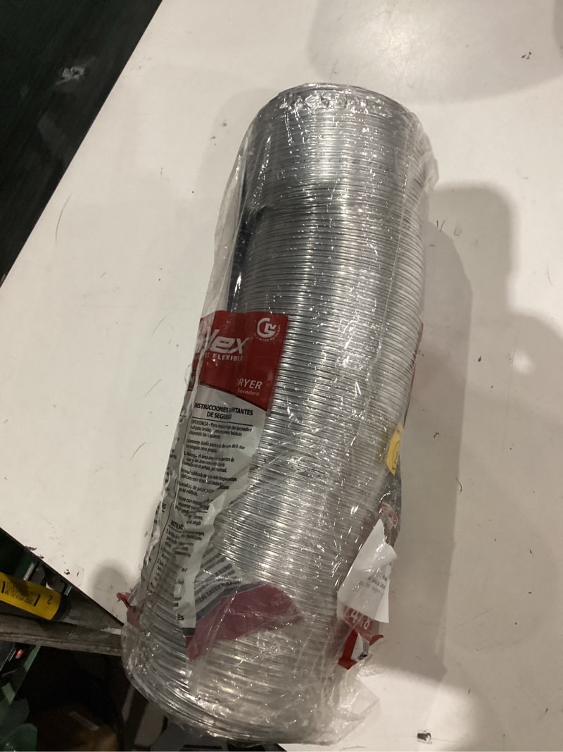 Condition photo showing As Is for rigiflex rigiflex semi-rigid silver flexible duct for electric and gas clothes dryer installation