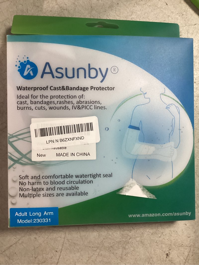 Condition photo showing New/Like New for Asunby Cast Covers for Shower Arm Adult Waterproof Long full Protector Cover Soft Comfortable Watertight Seal to Keep Wounds Dry Bath Bandage Broken Hand,Wrist,Finger,Elbow Reusable Durable