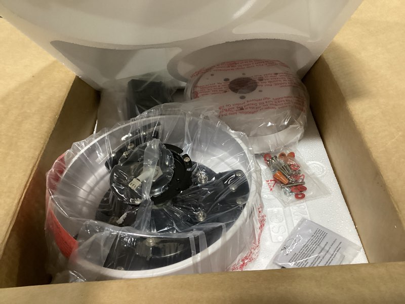 Condition photo showing New/Like New for 42 Inch Ceiling Fans with Lights and Remote, Flush Mount White Ceiling Fan for Bedroom Living Room Indoor/Outdoor, Quiet 6 Speed Reversible DC Motor, 3CCT, Dual Color 5 Blades, ETL Listed White 42inch Pro