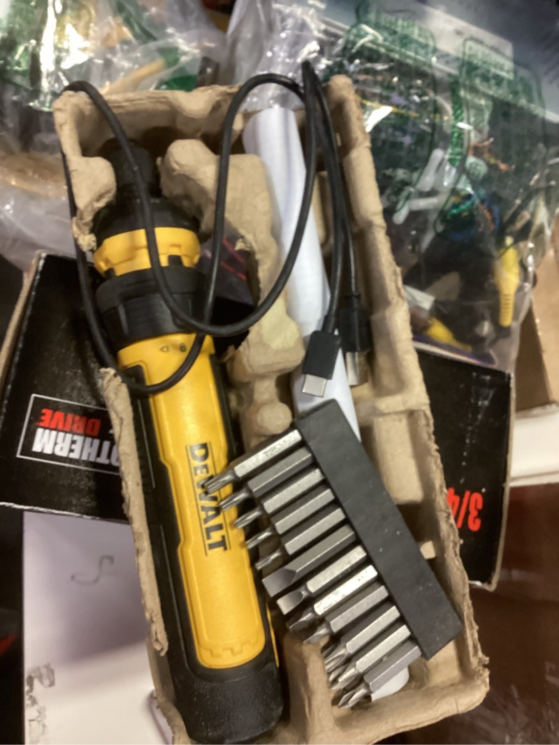 Condition photo showing As Is for DEWALT 8V MAX Cordless Screwdriver Kit, Gyroscopic, 2 Batteries and Charger Included (DCF680N2)