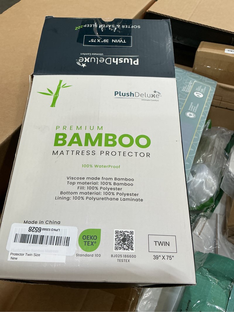 Condition photo showing New/Like New for plushdeluxe premium bamboo mattress protector – twin size, waterproof, & ultra soft breathable noiseless washable bed mattress cover for comfort & protection - white