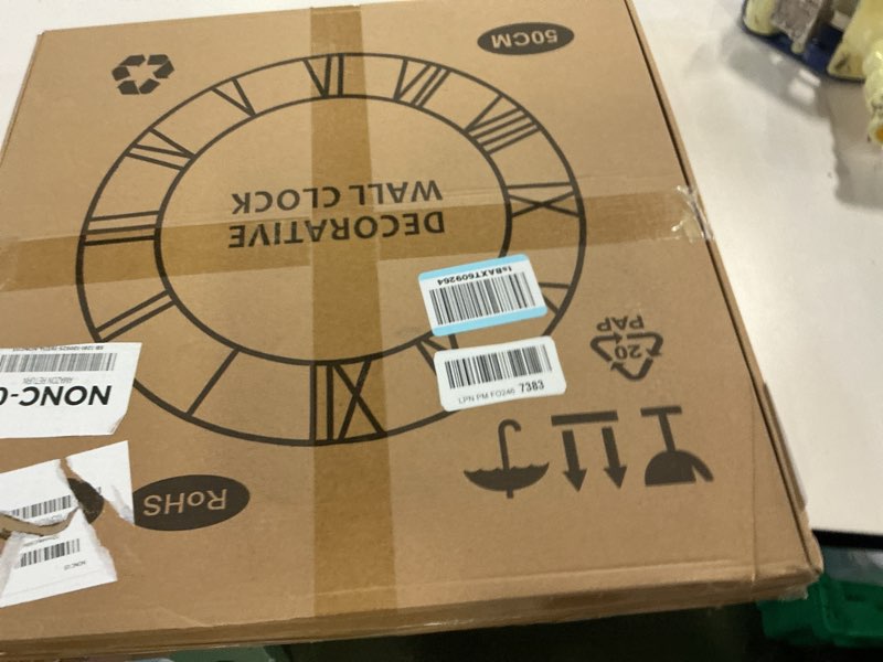 Condition photo showing New/Like New for LEIKE Large LED Wall Clocks,Silent,Non Ticking,Battery Operated Rustic Round Modern Big Wood Wall Clock for Living Room, Bedroom,Kitchen,Farmhouse,Office,Home Decor -20" Black,LED,Arabic Number 20 IN Led-black Wood-arabic Number