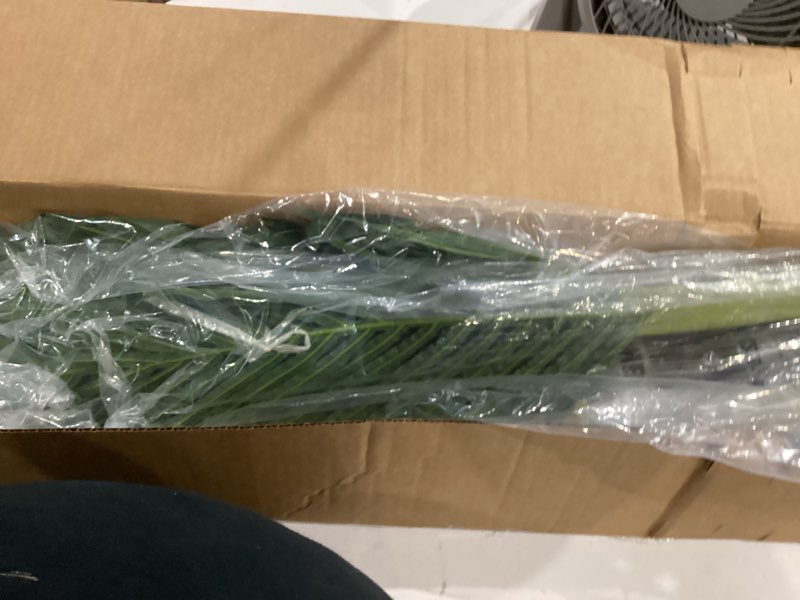 Condition photo showing Good Condition for large artificial palm leaves palm fronds tropical leaves areca palm branches palm leaves with stem palm tree leaves faux palm leaves for floral arrangement fake leaves palm sunday decor-large leaf 6 pcs