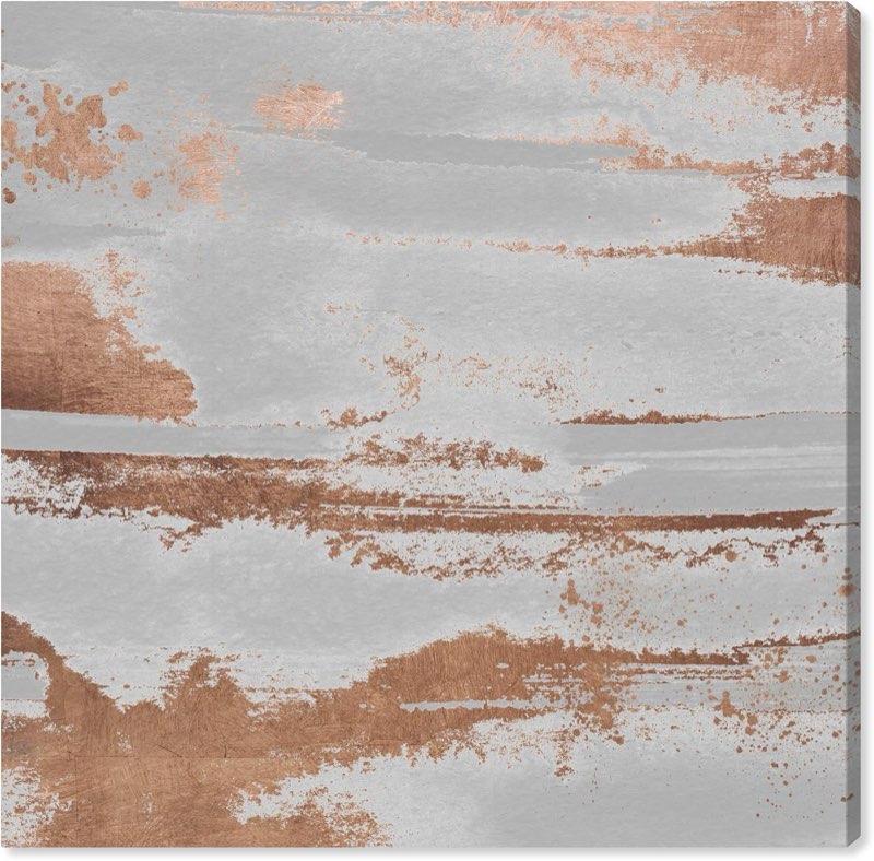 The Oliver Gal Artist Co. Abstract Wall Art Canvas Prints 'Copper Rain and Sunshine' Home Décor, 24" x 24", Pink, Gray