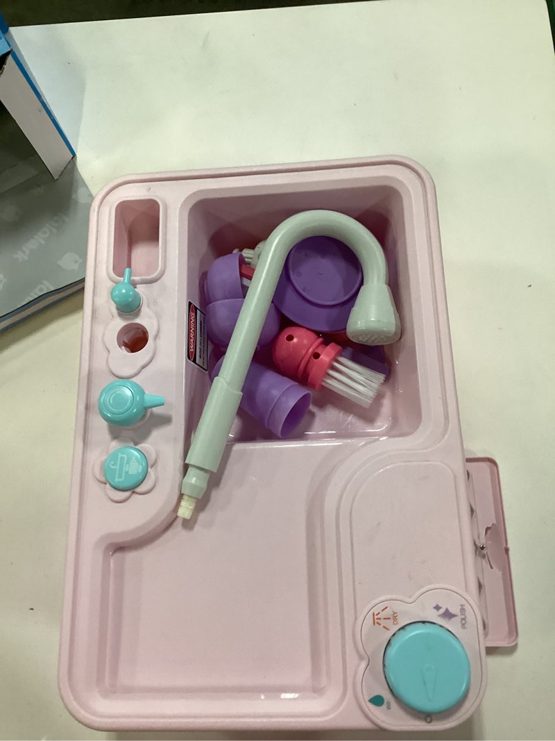 Condition photo showing Good Condition for lalalark color changing play sink with running water, toddler sink with electric dishwasher, chopping sounds and automatic water cycle system, water table for toddlers 1-3 birthday gift