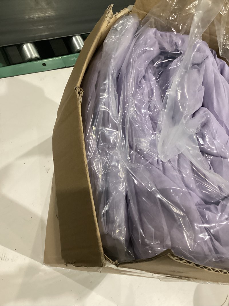 Condition photo showing Good Condition for downcool 7 pieces lavender purple queen comforter set, pintuck pinch pleat bed in a bag, soft microfiber all season bedding set for bedroom with sheets, pillowcases & shams
