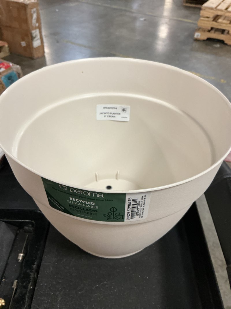 Condition photo showing Good Condition for jacinto recycled plastic planter  8 inch opening diameter  cream color