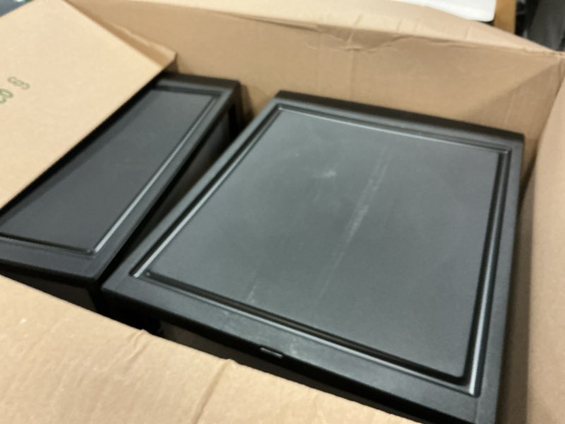 Condition photo showing As Is for IRIS USA 30 Qt. Plastic Drawer Storage Organizer Stacking Drawers, 2-Pack, Stackable Unit with Sliding Drawer for Clothes Bedroom Kitchen Under Sink Pantry Craft Room Bathroom Dorm Office, Black 2 Pack 30 Qt.