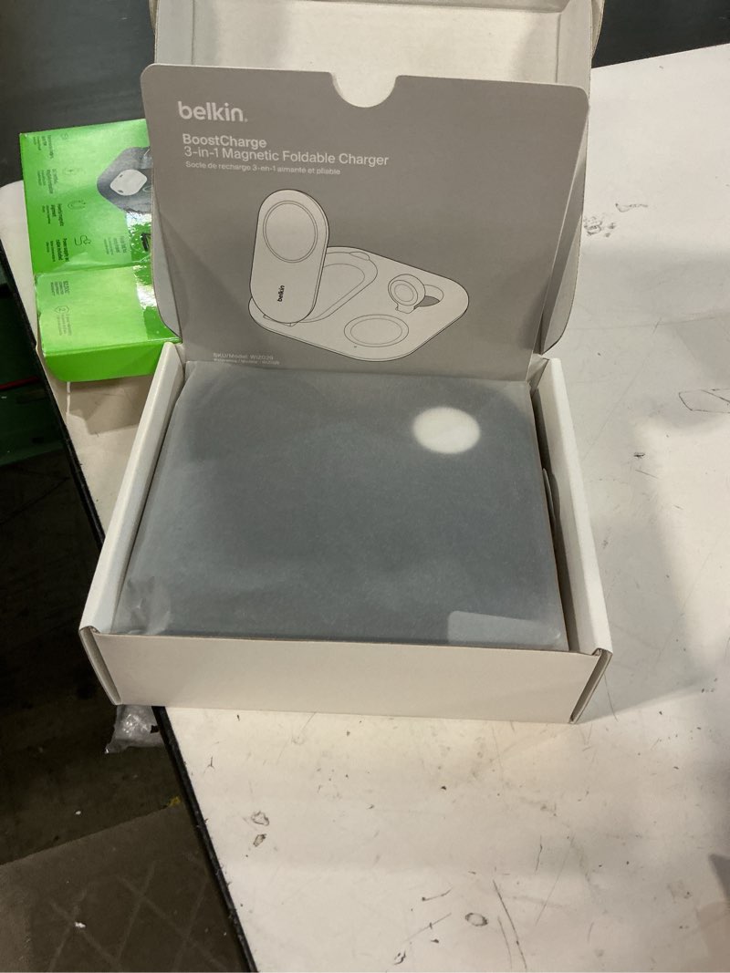 Condition photo showing Good Condition for belkin 3-in-1 magsafe-compatible iphone charger - foldable magnetic qi2 certified, magsafe charging station for phone, apple watch, airpods - wireless for multiple devices black 3 in 1