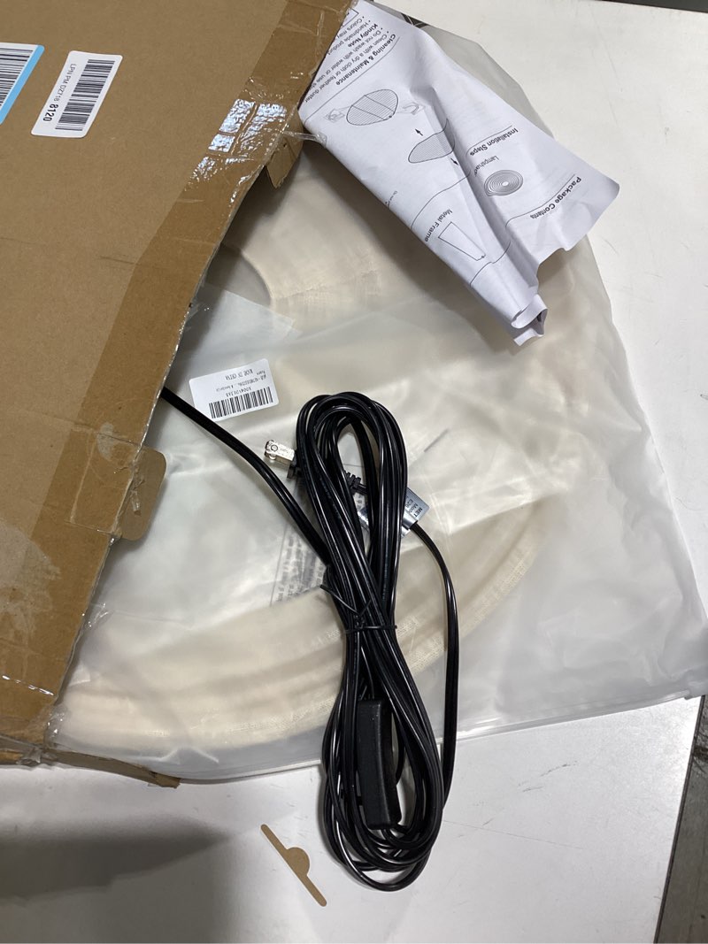 Condition photo showing Good Condition for japanese linen pendant light with plug-in cord e26 20inch wabi-sabi linen lantern lamp handcrafted ceiling light fixture for bedroom living room