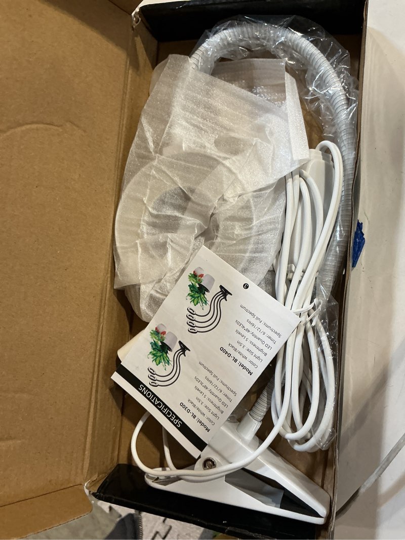 Condition photo showing Good Condition for wiaxulay grow lights for indoor plants, 96 led full spectrum halo plant grow light with clamp, clip on grow lamp with auto timer 6/12/16 hrs, 3 lighting mode, 5 brightness, two head, white (3.5in) white 1 pack