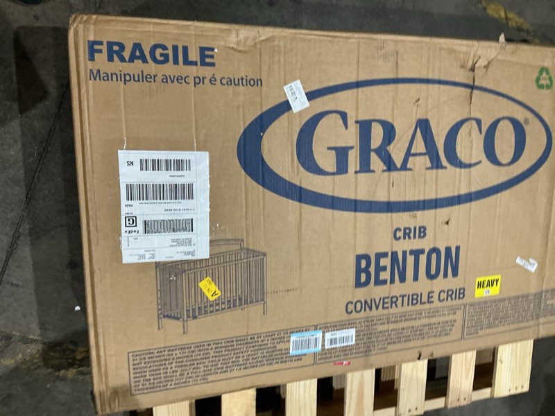 Condition photo showing As Is for graco benton 5-in-1 convertible crib (white) – greenguard gold certified, converts from baby crib to toddler bed, daybed and full-size bed, fits standard full-size crib mattress