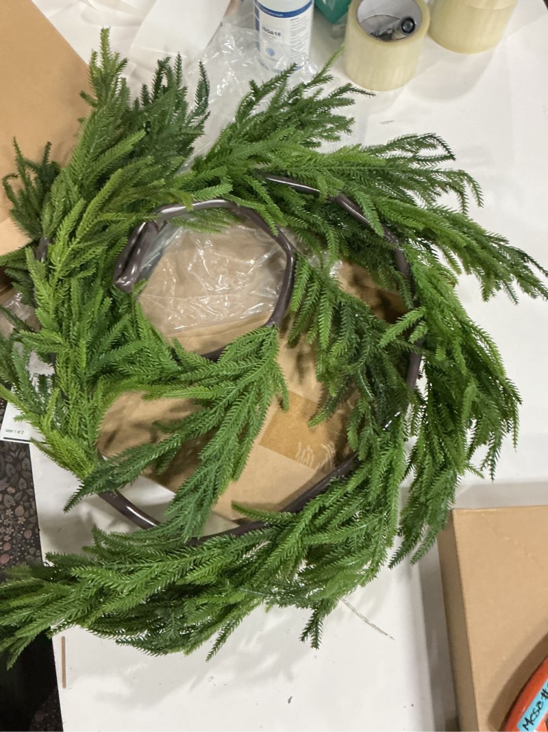 Condition photo showing New/Like New for 9ft christmas garlands norfolk pine garland real touch artificial faux greenery garland for holiday indoor outdoor decor 9 ft (1 pack- young ) 1