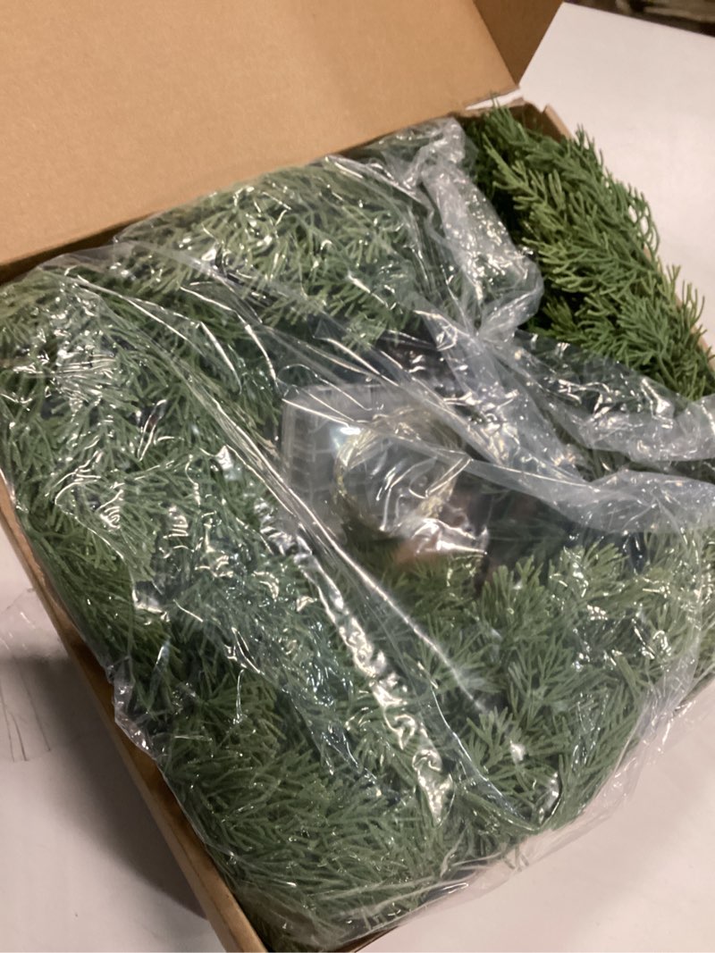 Condition photo showing Good Condition for MISSPIN Christmas Garland with Lights, Real Touch Winter Pine Garland, Green Artificial Greenery Garland for Table, Mantle, Wall, Indoor, Outdoor Christmas Decorations Green and Yellow Cypress with Light 6FT