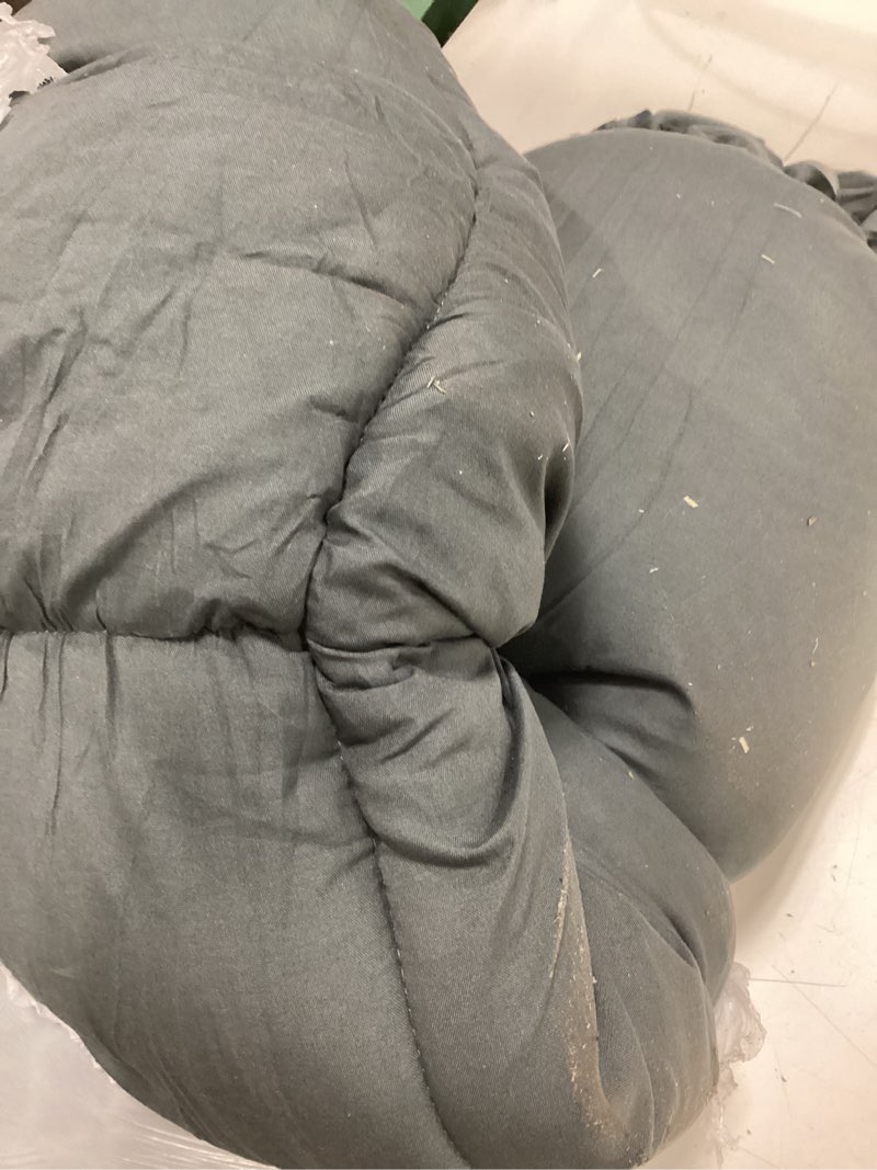 Condition photo showing As Is for kayfia full mattress topper, extra thick mattress pad cover for deep sleep,3d+7d snow down alternative fill overfilled plush pillow top with 8-23 inch deep pocket-gray gray full