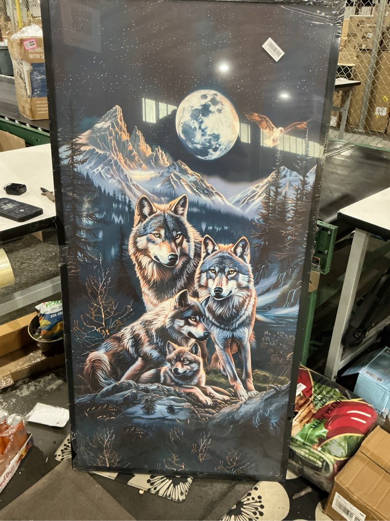 Condition photo showing New/Like New for Flintis Large WOLF Framed Wall Art Forest Family Pictures Wall Decor Abstract Animal Natural Landscape Canvas Painting Print Artwork for Living Room Bathroom Master Bedroom Office 60L X 30W 60\"L x 30\"W Bald Eagle-1