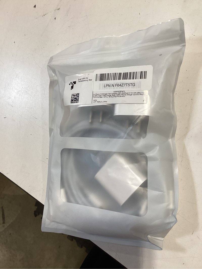 Condition photo showing Good Condition for incomplete fast charger for iphone 17 16 15 charger fast charging 3pack, 3+6+10ft usbc to usbc cable cord &20w type c block for iphone 17/17 air/17 pro max/17 pro/16 15 pro max/pro/plus,ipad pro/air/mini white 3+6+10ft
