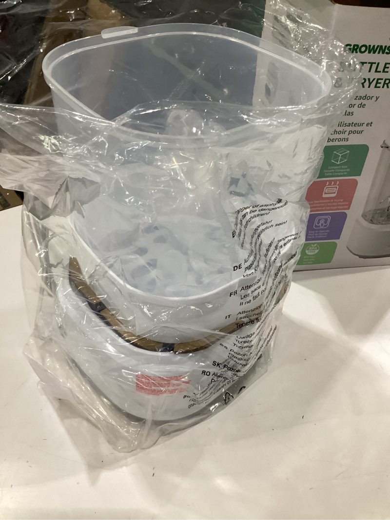 Condition photo showing As Is for grownsy bottle sterilizer and dryer, compact electric steam baby bottle sterilizer (esterilizador de biberones), bottle sanitizer for baby bottles, pacifiers, pump parts grey