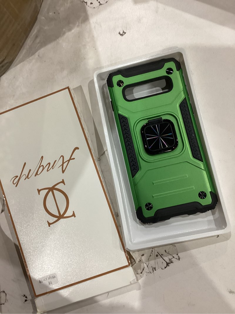 Condition photo showing Good Condition for Anqrp Galaxy S10 Case, Military Grade Protective Phone Case Cover with Enhanced Metal Ring Kickstand [Support Magnet Mount] Compatible with Samsung Galaxy S10,Grass Green Galaxy S10 Grass Green