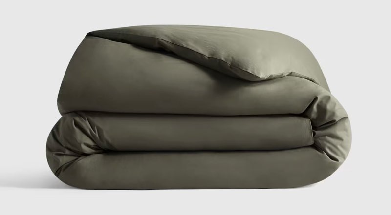 quince organic crisp percale duvet cover olive king