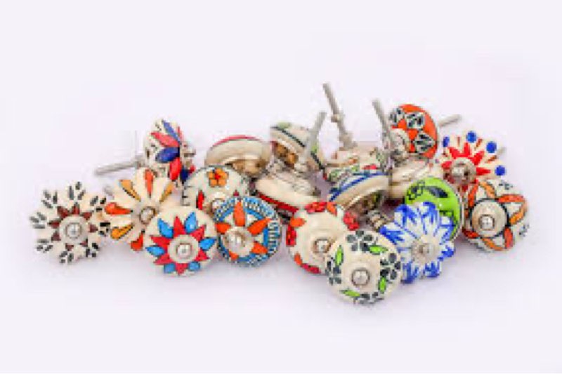 JGARTS 30 Knobs Assorted Rare Hand Painted Ceramic Knobs Cabinet Drawer Pull Pulls Drawer Puller Chr