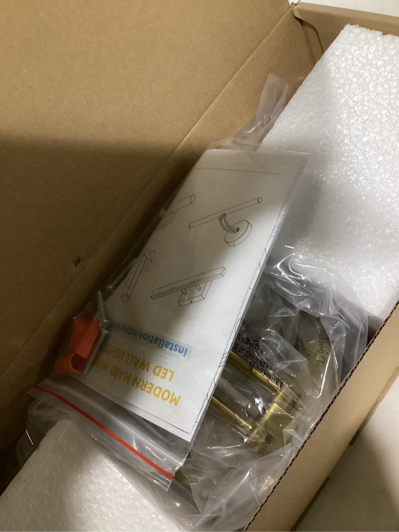 Condition photo showing As Is for picture light dimmable hard wired 15.75 inch adjustable swing arm brass wall lights for pictures led display light for artwork 7w warm white 15.75inch-dimmable brass