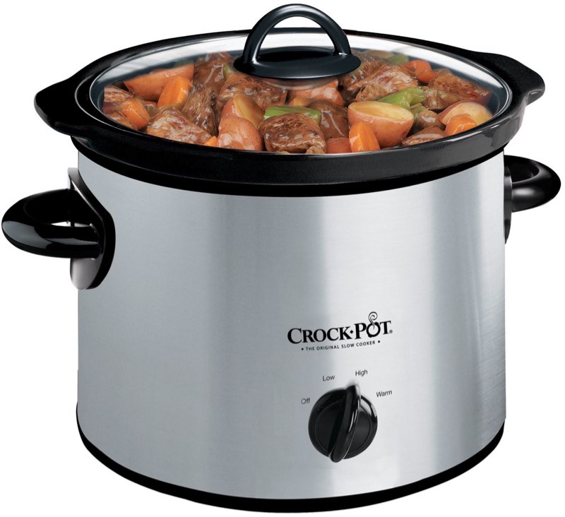crock-pot small 3 quart round manual slow cooker, stainless steel and black (scr300-ss)