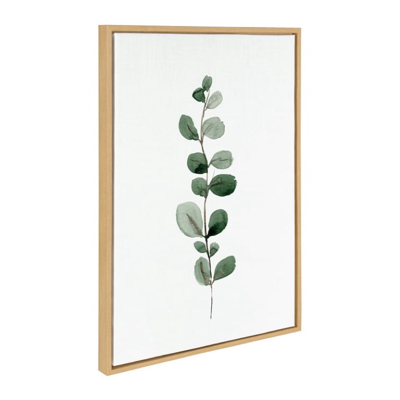 Kate and Laurel Sylvie Eucalyptus 1a Framed Canvas Wall Art by Maja Mitrovic of Makes My Day Happy, 23x33 Natural, Botanical Accent for Wall