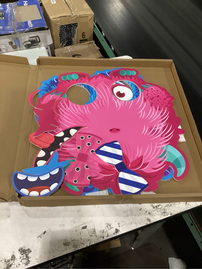 Condition photo showing New/Like New for 2 sets monster build-a-face 2 player party blue pink monsters theme face changing monsters party time for valentine educational monster board