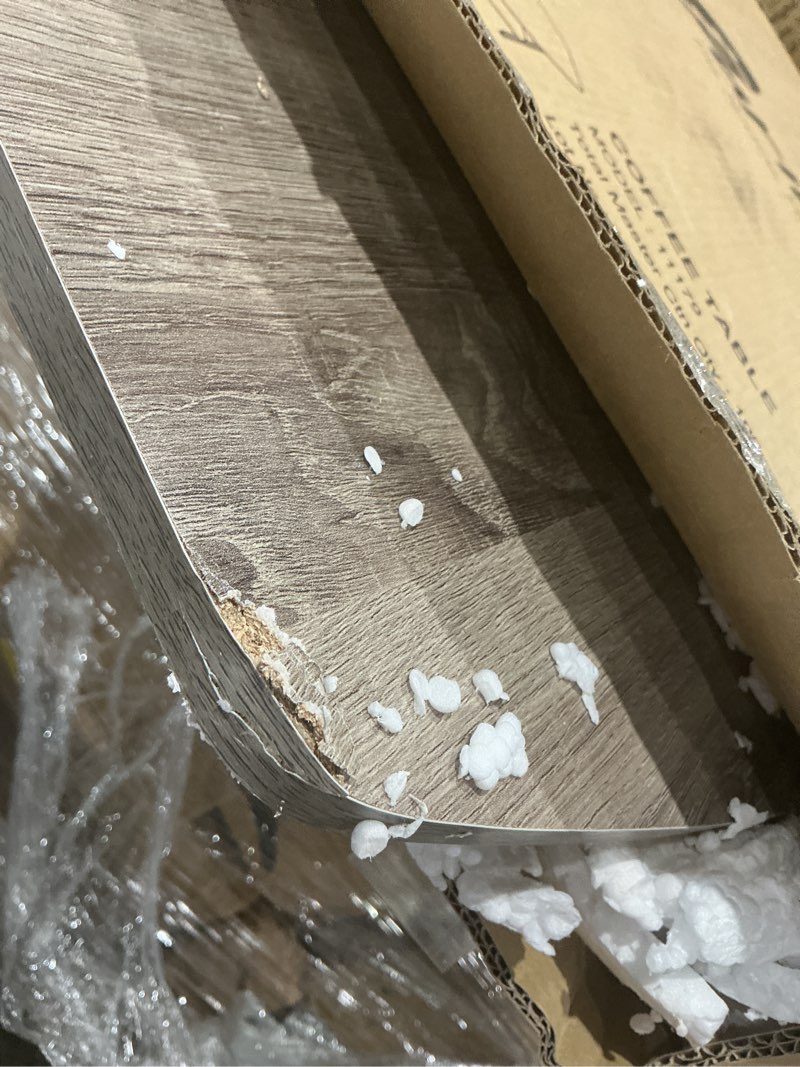 Condition photo showing As Is for furinno simple design coffee table, french oak grey/black french oak grey/black coffee table